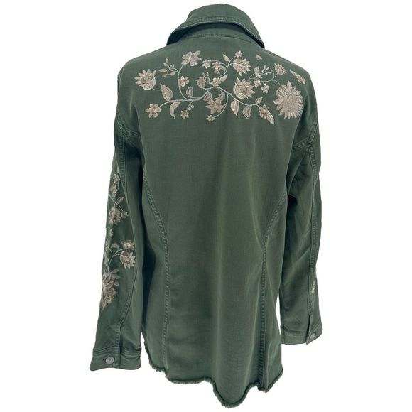 Chico’s Embroidered Green Denim Novelty Juniper Spring Jacket Sz Large 2 Women’s - Picture 4 of 6